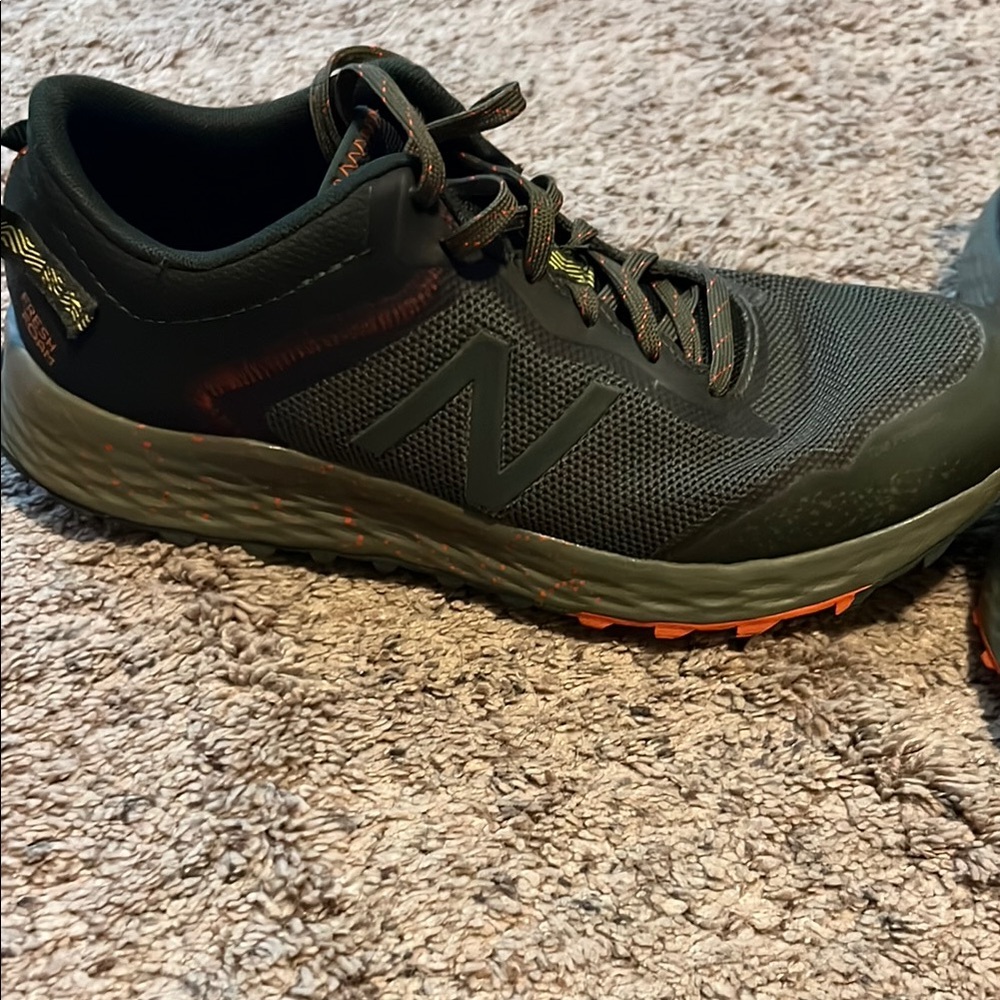 New Balance Black and Olive with orange details athletic shoes